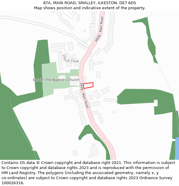 87A, MAIN ROAD, SMALLEY, ILKESTON, DE7 6DS: Location map and indicative extent of plot