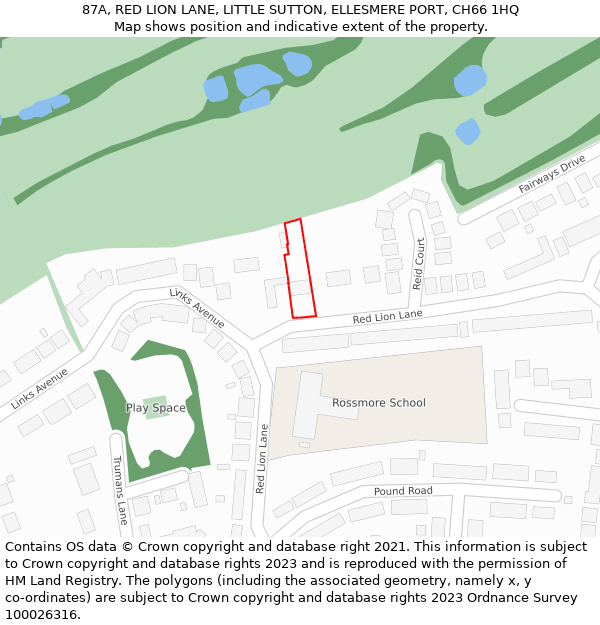 87A, RED LION LANE, LITTLE SUTTON, ELLESMERE PORT, CH66 1HQ: Location map and indicative extent of plot