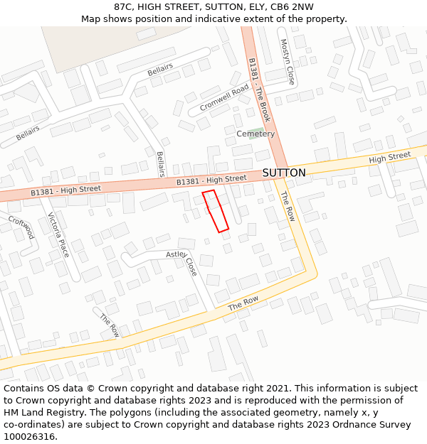 87C, HIGH STREET, SUTTON, ELY, CB6 2NW: Location map and indicative extent of plot