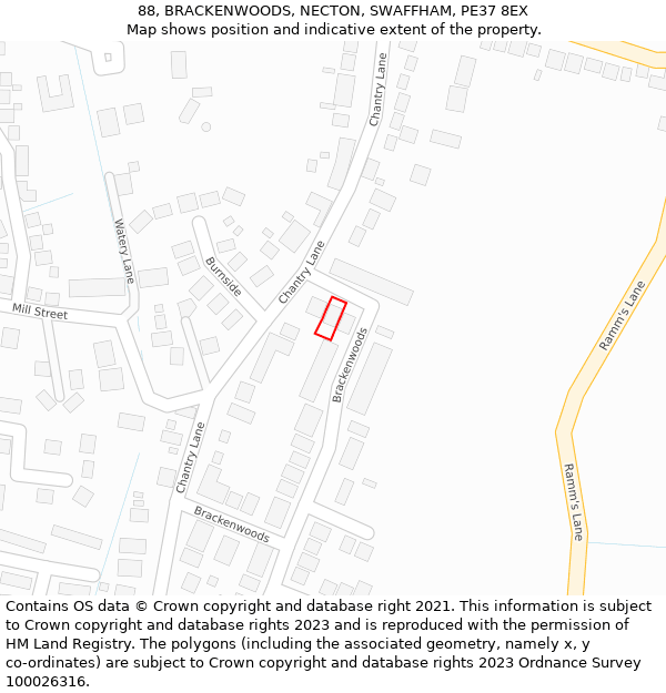 88, BRACKENWOODS, NECTON, SWAFFHAM, PE37 8EX: Location map and indicative extent of plot