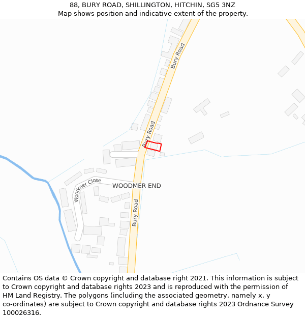 88, BURY ROAD, SHILLINGTON, HITCHIN, SG5 3NZ: Location map and indicative extent of plot