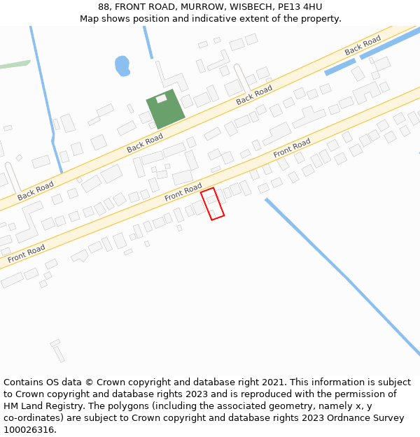 88, FRONT ROAD, MURROW, WISBECH, PE13 4HU: Location map and indicative extent of plot
