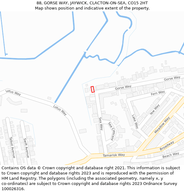 88, GORSE WAY, JAYWICK, CLACTON-ON-SEA, CO15 2HT: Location map and indicative extent of plot