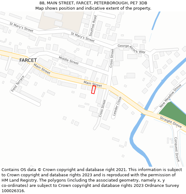 88, MAIN STREET, FARCET, PETERBOROUGH, PE7 3DB: Location map and indicative extent of plot