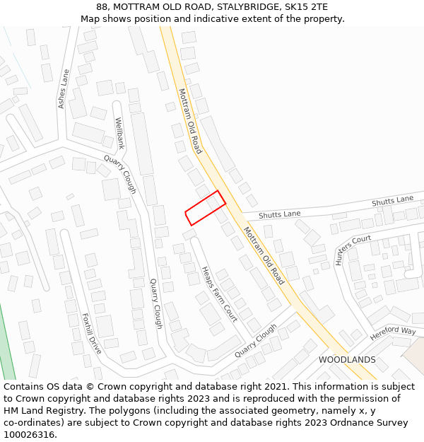 88, MOTTRAM OLD ROAD, STALYBRIDGE, SK15 2TE: Location map and indicative extent of plot
