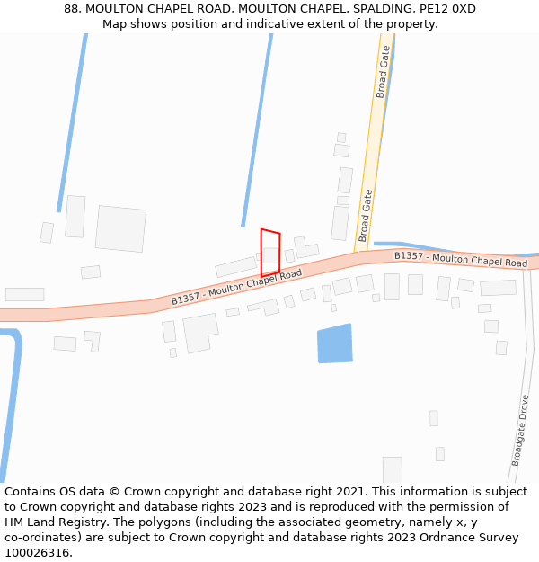 88, MOULTON CHAPEL ROAD, MOULTON CHAPEL, SPALDING, PE12 0XD: Location map and indicative extent of plot