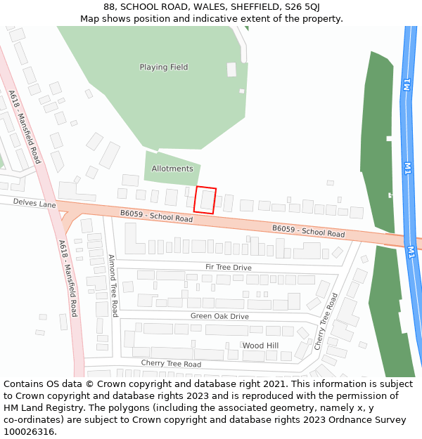 88, SCHOOL ROAD, WALES, SHEFFIELD, S26 5QJ: Location map and indicative extent of plot