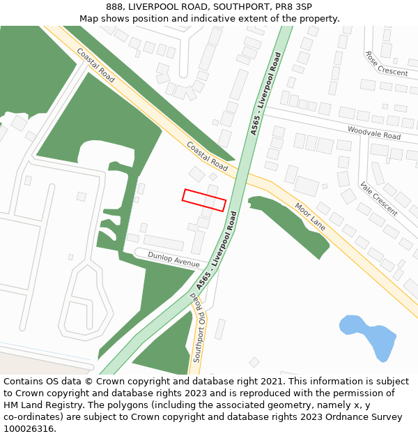 888, LIVERPOOL ROAD, SOUTHPORT, PR8 3SP: Location map and indicative extent of plot