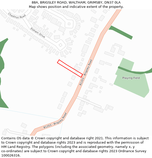 88A, BRIGSLEY ROAD, WALTHAM, GRIMSBY, DN37 0LA: Location map and indicative extent of plot
