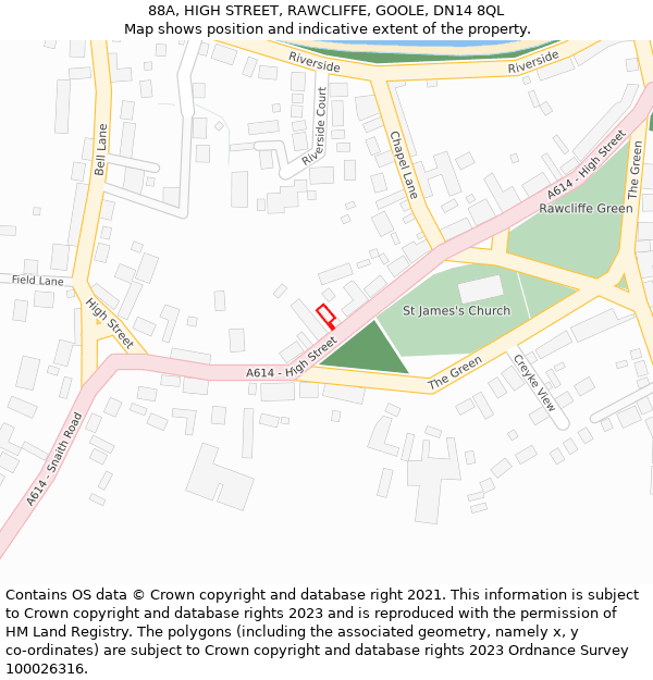 88A, HIGH STREET, RAWCLIFFE, GOOLE, DN14 8QL: Location map and indicative extent of plot