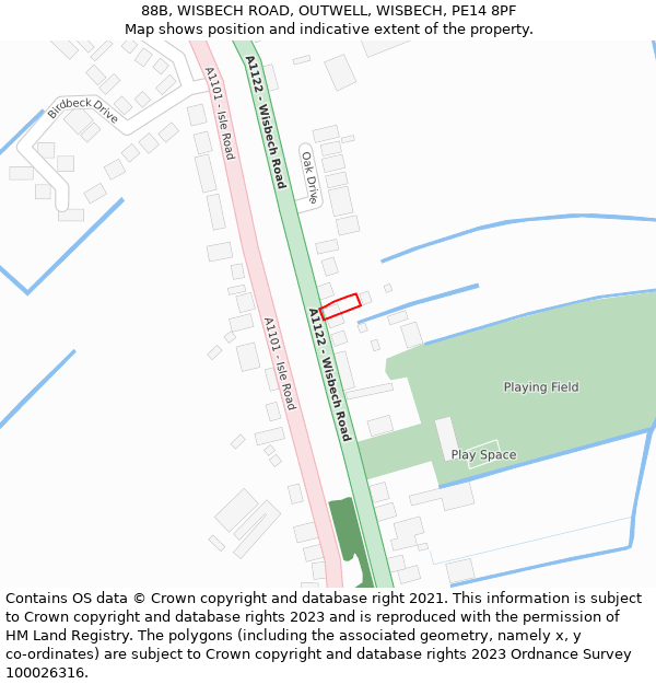 88B, WISBECH ROAD, OUTWELL, WISBECH, PE14 8PF: Location map and indicative extent of plot