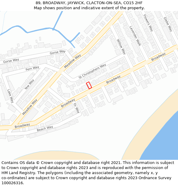 89, BROADWAY, JAYWICK, CLACTON-ON-SEA, CO15 2HF: Location map and indicative extent of plot