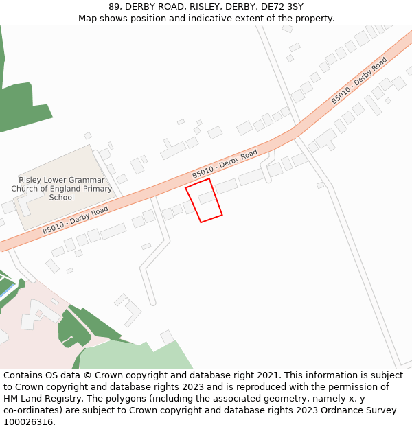 89, DERBY ROAD, RISLEY, DERBY, DE72 3SY: Location map and indicative extent of plot