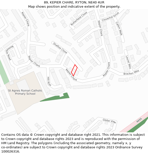 89, KEPIER CHARE, RYTON, NE40 4UR: Location map and indicative extent of plot