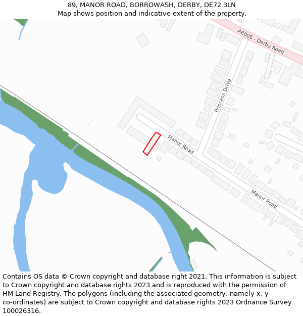 89, MANOR ROAD, BORROWASH, DERBY, DE72 3LN: Location map and indicative extent of plot