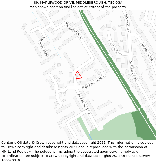 89, MAPLEWOOD DRIVE, MIDDLESBROUGH, TS6 0GA: Location map and indicative extent of plot