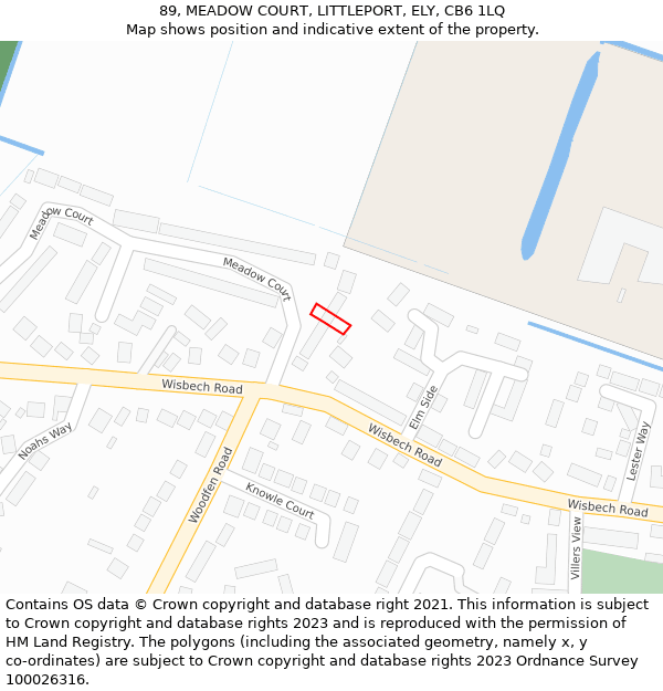 89, MEADOW COURT, LITTLEPORT, ELY, CB6 1LQ: Location map and indicative extent of plot