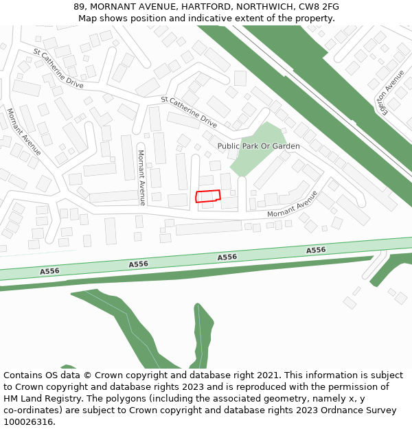 89, MORNANT AVENUE, HARTFORD, NORTHWICH, CW8 2FG: Location map and indicative extent of plot