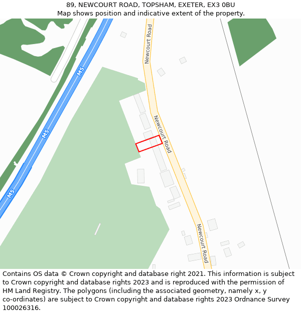 89, NEWCOURT ROAD, TOPSHAM, EXETER, EX3 0BU: Location map and indicative extent of plot