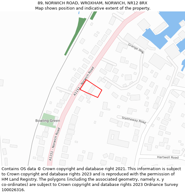 89, NORWICH ROAD, WROXHAM, NORWICH, NR12 8RX: Location map and indicative extent of plot