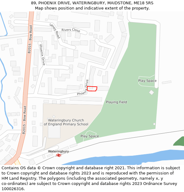 89, PHOENIX DRIVE, WATERINGBURY, MAIDSTONE, ME18 5RS: Location map and indicative extent of plot