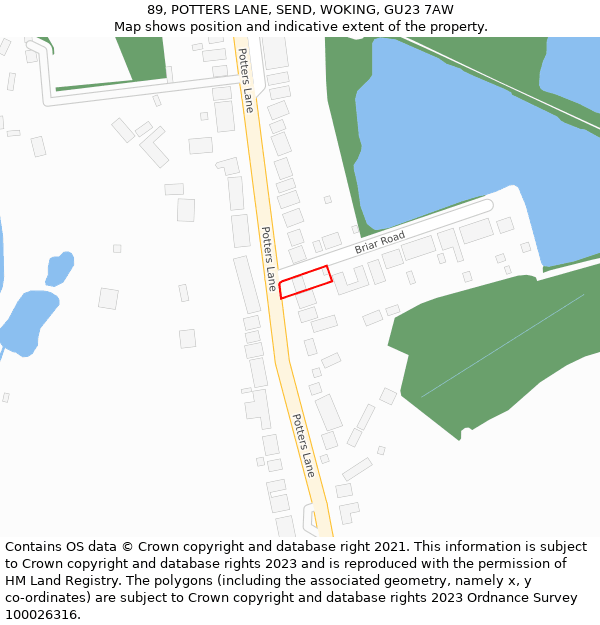 89, POTTERS LANE, SEND, WOKING, GU23 7AW: Location map and indicative extent of plot