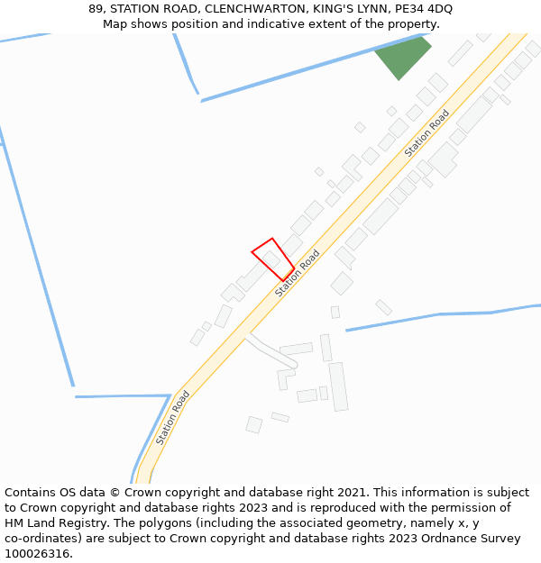 89, STATION ROAD, CLENCHWARTON, KING'S LYNN, PE34 4DQ: Location map and indicative extent of plot