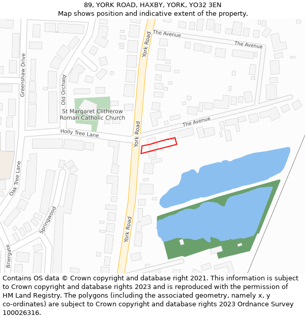 89, YORK ROAD, HAXBY, YORK, YO32 3EN: Location map and indicative extent of plot