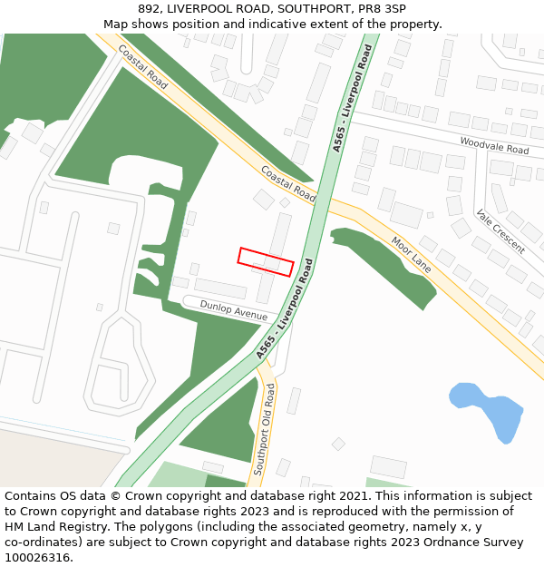 892, LIVERPOOL ROAD, SOUTHPORT, PR8 3SP: Location map and indicative extent of plot