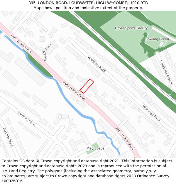 895, LONDON ROAD, LOUDWATER, HIGH WYCOMBE, HP10 9TB: Location map and indicative extent of plot