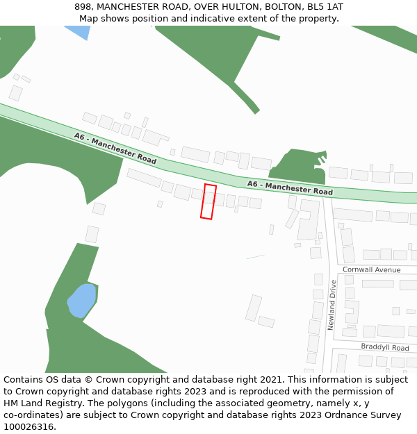 898, MANCHESTER ROAD, OVER HULTON, BOLTON, BL5 1AT: Location map and indicative extent of plot