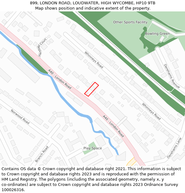 899, LONDON ROAD, LOUDWATER, HIGH WYCOMBE, HP10 9TB: Location map and indicative extent of plot