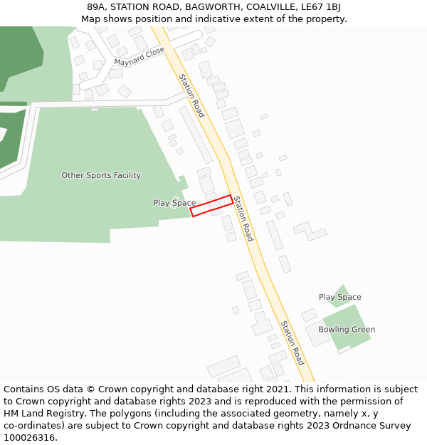 89A, STATION ROAD, BAGWORTH, COALVILLE, LE67 1BJ: Location map and indicative extent of plot