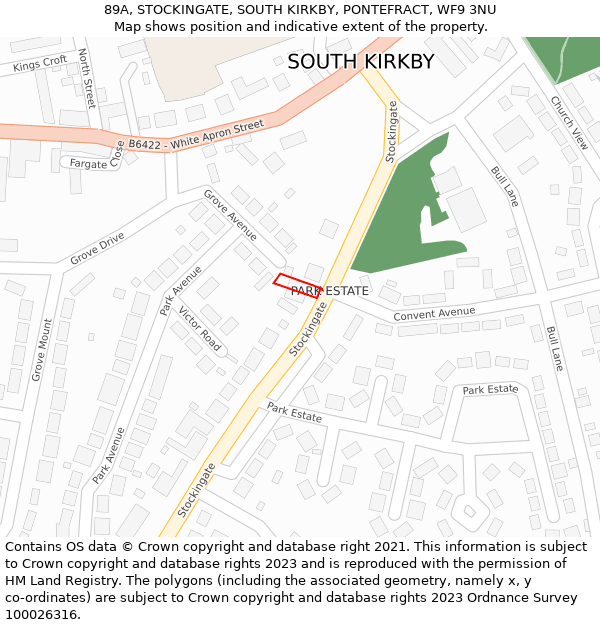 89A, STOCKINGATE, SOUTH KIRKBY, PONTEFRACT, WF9 3NU: Location map and indicative extent of plot