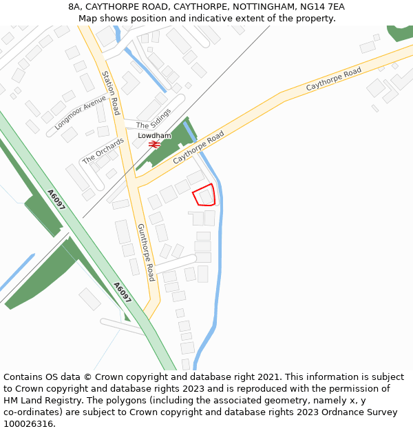8A, CAYTHORPE ROAD, CAYTHORPE, NOTTINGHAM, NG14 7EA: Location map and indicative extent of plot