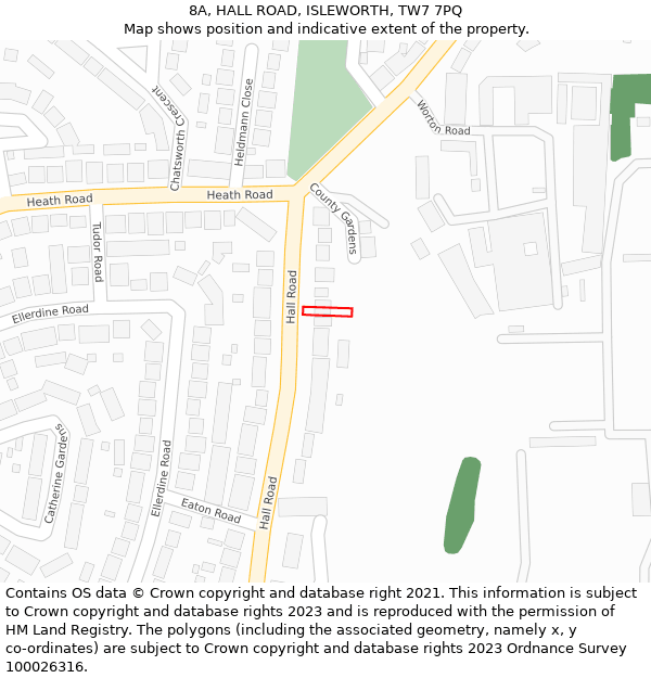 8A, HALL ROAD, ISLEWORTH, TW7 7PQ: Location map and indicative extent of plot