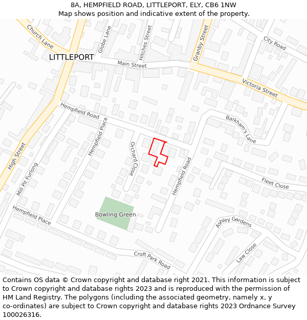 8A, HEMPFIELD ROAD, LITTLEPORT, ELY, CB6 1NW: Location map and indicative extent of plot