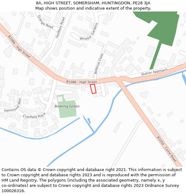 8A, HIGH STREET, SOMERSHAM, HUNTINGDON, PE28 3JA: Location map and indicative extent of plot