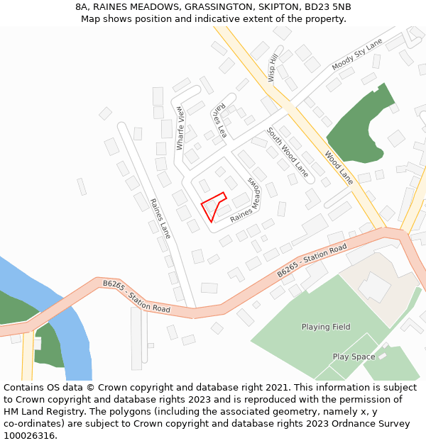 8A, RAINES MEADOWS, GRASSINGTON, SKIPTON, BD23 5NB: Location map and indicative extent of plot