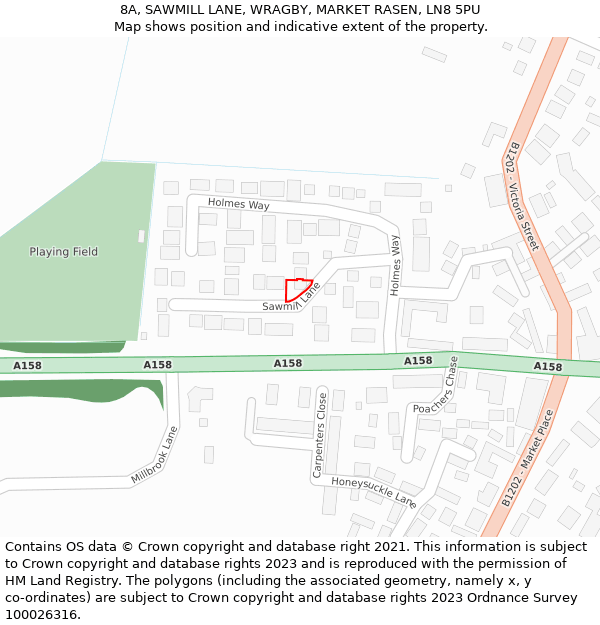 8A, SAWMILL LANE, WRAGBY, MARKET RASEN, LN8 5PU: Location map and indicative extent of plot