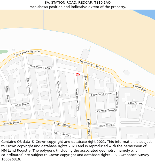 8A, STATION ROAD, REDCAR, TS10 1AQ: Location map and indicative extent of plot