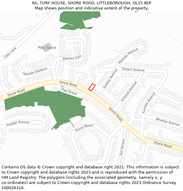 8A, TURF HOUSE, SHORE ROAD, LITTLEBOROUGH, OL15 8EP: Location map and indicative extent of plot