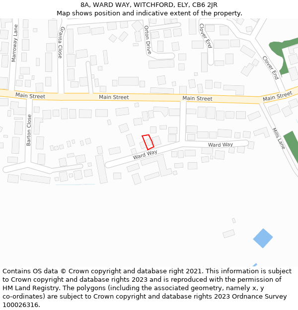 8A, WARD WAY, WITCHFORD, ELY, CB6 2JR: Location map and indicative extent of plot