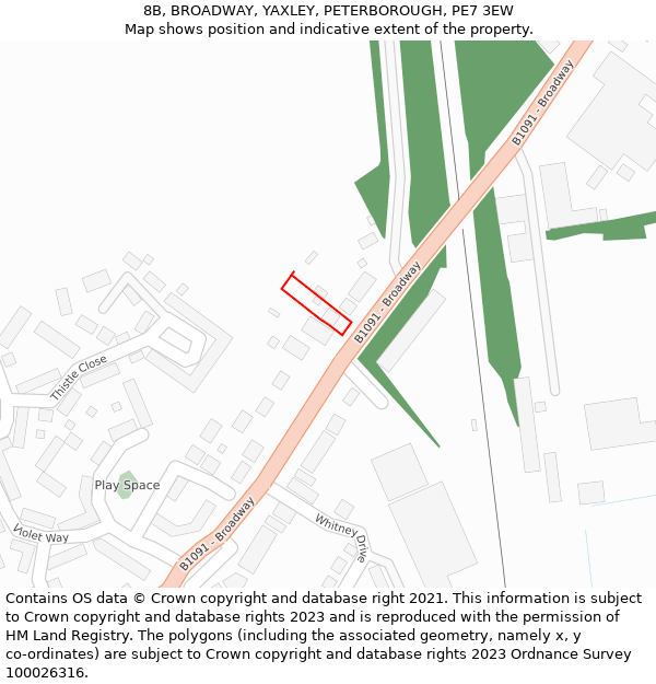 8B, BROADWAY, YAXLEY, PETERBOROUGH, PE7 3EW: Location map and indicative extent of plot
