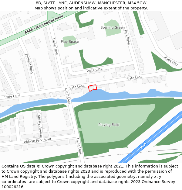 8B, SLATE LANE, AUDENSHAW, MANCHESTER, M34 5GW: Location map and indicative extent of plot