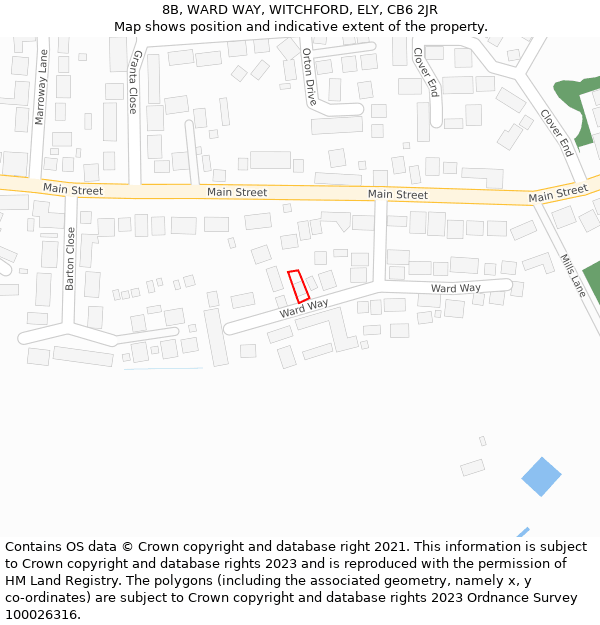 8B, WARD WAY, WITCHFORD, ELY, CB6 2JR: Location map and indicative extent of plot