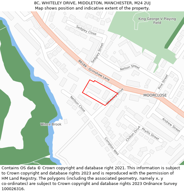 8C, WHITELEY DRIVE, MIDDLETON, MANCHESTER, M24 2UJ: Location map and indicative extent of plot