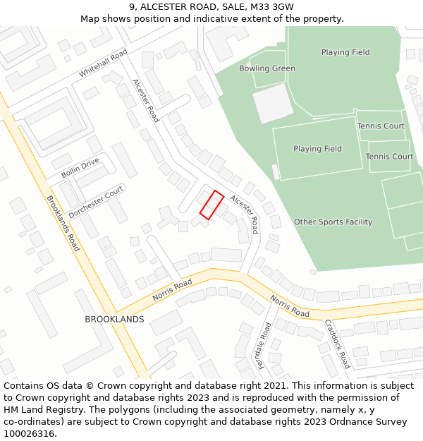 9, ALCESTER ROAD, SALE, M33 3GW: Location map and indicative extent of plot
