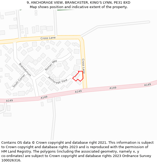 9, ANCHORAGE VIEW, BRANCASTER, KING'S LYNN, PE31 8XD: Location map and indicative extent of plot