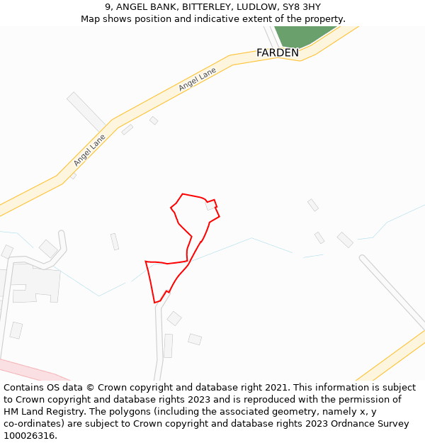 9, ANGEL BANK, BITTERLEY, LUDLOW, SY8 3HY: Location map and indicative extent of plot